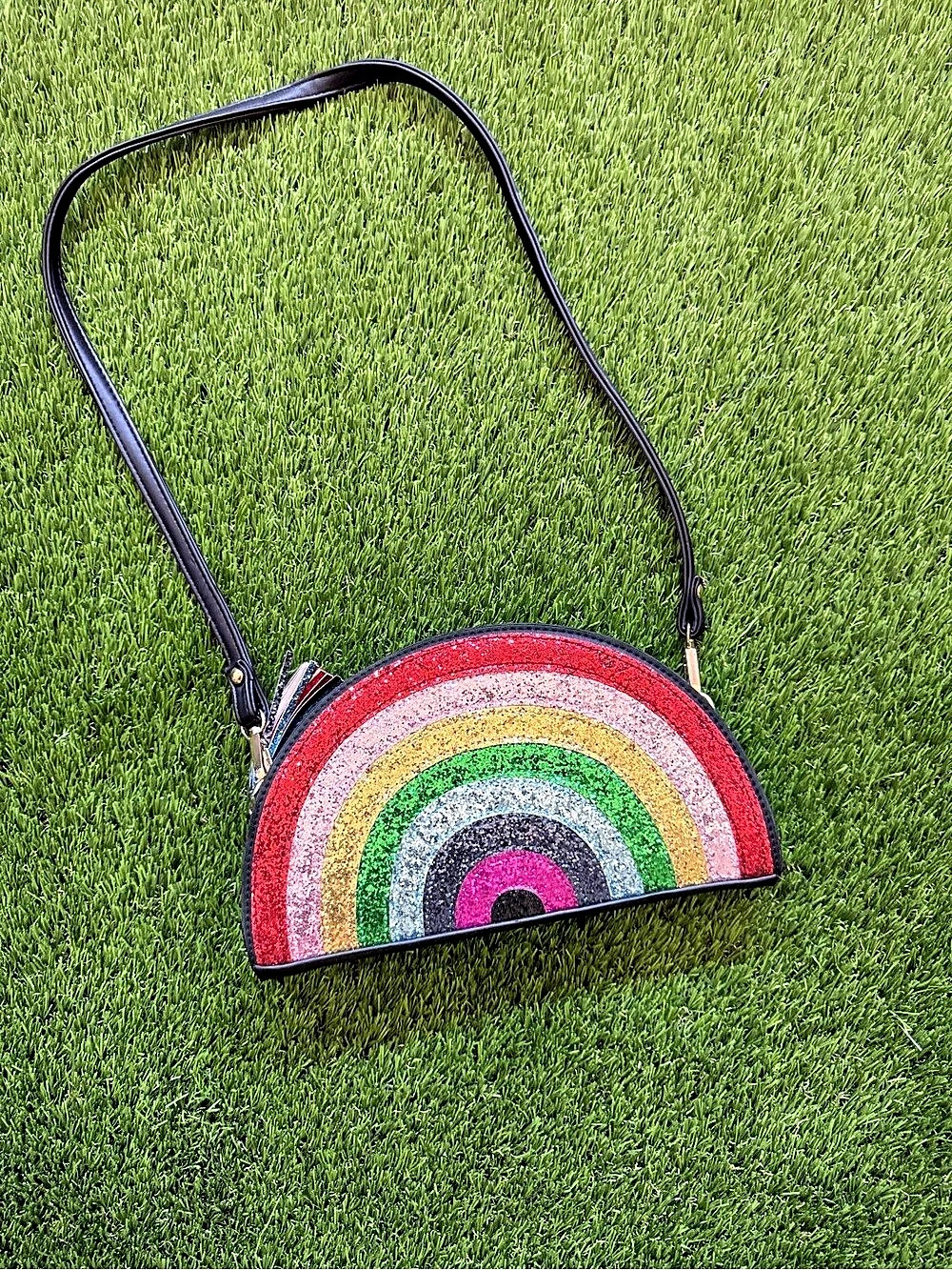 Rainbow Sequin Crossbody Bag in Black